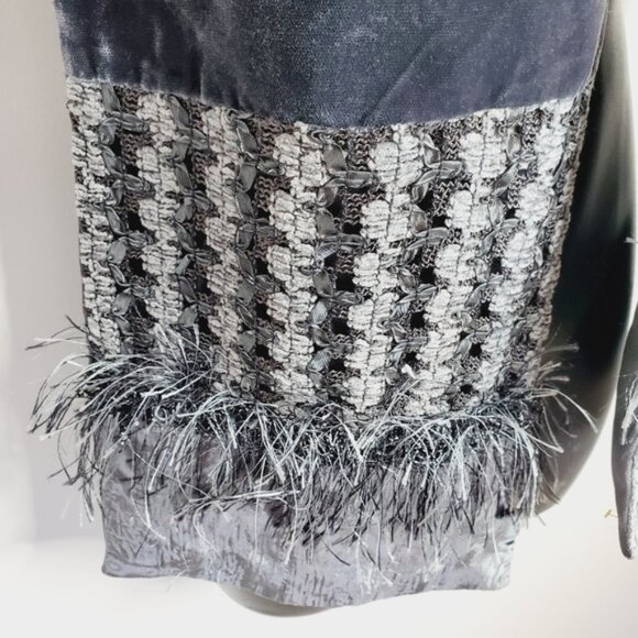 Vintage Silk Velvet Mitchies 90s Canada Artsy Whimsigoth Vamp Grey Scarf - Picture 3 of 10